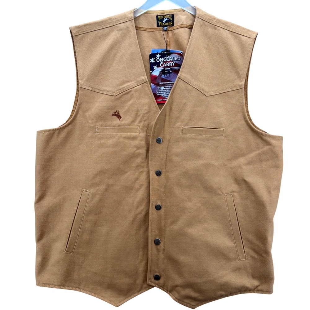 Wyoming Traders Texas CC Vest Mens 3XL Tan Cotton Canvas Concealed Carry NWT